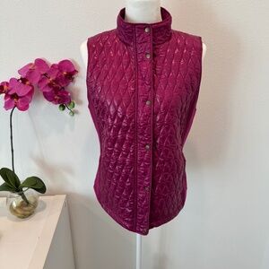 TALBOTS Women’s quilted vest w/knit side panels Fuchsia/Purple Color size Med